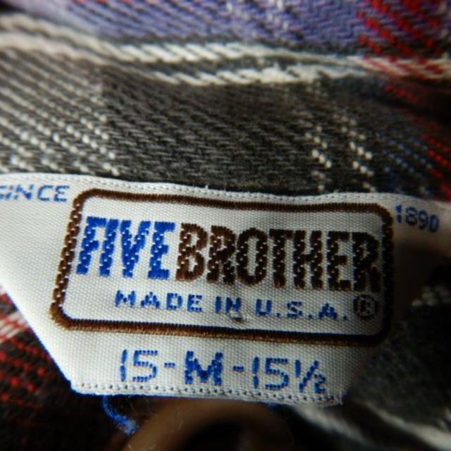 o1568　レア FIVE BROTHER　70ｓ　80ｓ　アメリカ製　ネル 2