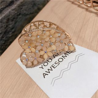 バンスクリップ ハート 花柄 ビジュー ハーフアップ レディース ヘアクリップ(バレッタ/ヘアクリップ)