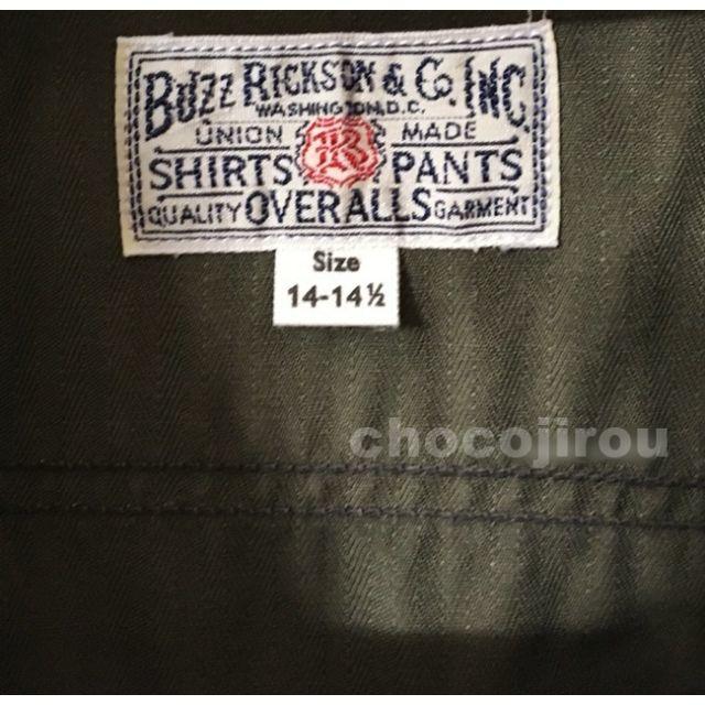 Buzz Rickson's(バズリクソンズ)の美品バズリクソンズ ヘリンボーン 長袖ワークシャツ BR26081 S オリーブ メンズのトップス(シャツ)の商品写真