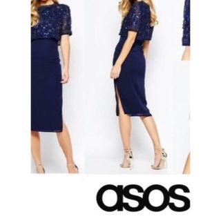 エイソス(asos)の＊asos＊  ビーズ刺繍ワンピース＊セクシー★(ひざ丈ワンピース)