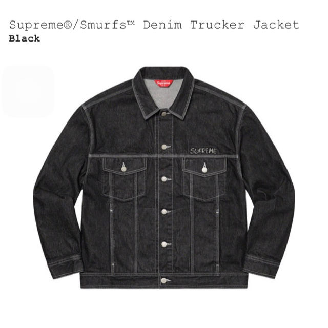 【L】Supreme Smurfs Denim Trucker Jacket 黒