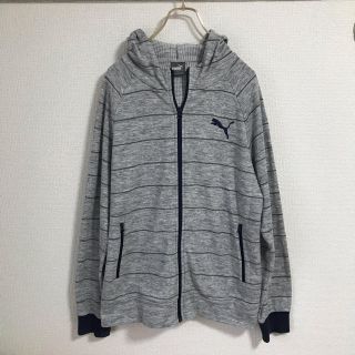 プーマ(PUMA)の90Sプーマ古着ワンポイント刺繍ロゴ入りパーカー　カラーグレー　サイズXXL(パーカー)