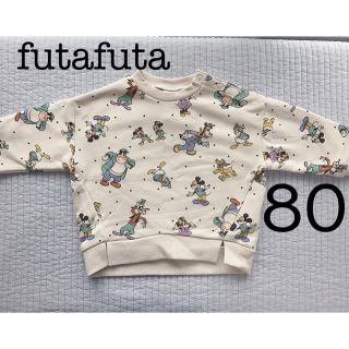 フタフタ(futafuta)の新品未使用フタフタレトロミッキーウェルカムフレンズ総柄トレーナー80テータテート(トレーナー)