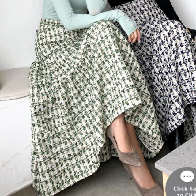 BIRTHDAYBASH  TWEED MIDI SKIRT GREEN