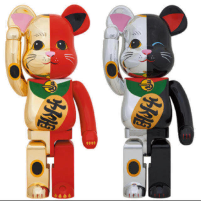 MEDICOM TOY - 即発送可能　BE@RBRICK 招き猫 金×赤 銀×黒 1000% 2体