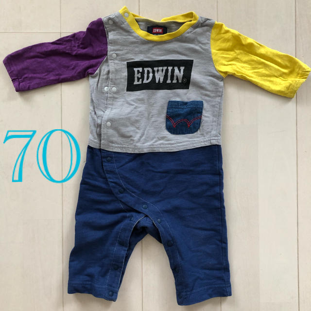 EDWIN(エドウィン)の最終値下げ　EDWIN 長袖ロンパース　70 キッズ/ベビー/マタニティのベビー服(~85cm)(ロンパース)の商品写真