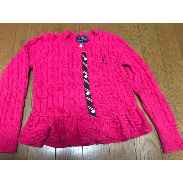 Ralph Lauren(ラルフローレン)のラルフローレン ピンクカーディガンS(130) キッズ/ベビー/マタニティのキッズ服女の子用(90cm~)(カーディガン)の商品写真