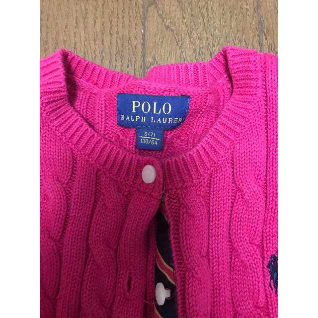 Ralph Lauren(ラルフローレン)のラルフローレン ピンクカーディガンS(130) キッズ/ベビー/マタニティのキッズ服女の子用(90cm~)(カーディガン)の商品写真