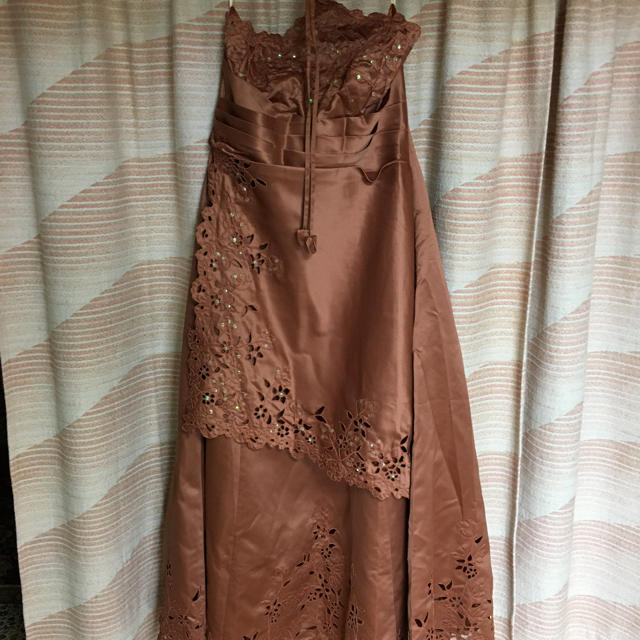 パーティドレス　ブラウン　レース レディースのフォーマル/ドレス(ロングドレス)の商品写真