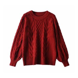 ザラ(ZARA)の🍁秋新作🍁2496◆red ケーブル編み ニット セーター(ニット/セーター)