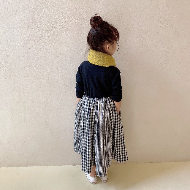 残り1点のみ!!カワイイ♡チェック柄切り替えワンピース♡ キッズ/ベビー/マタニティのキッズ服女の子用(90cm~)(ワンピース)の商品写真