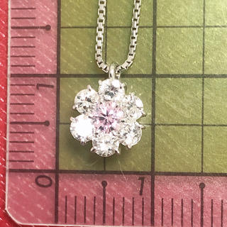 ピンクダイヤモンドネックレス0.022ct　PT950/850/K18