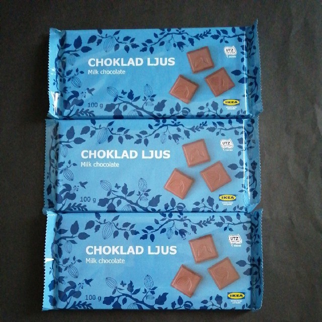 IKEA(イケア)のIKEA ミルクチョコレート CHOKLAD LJUS 3枚セット 食品/飲料/酒の食品(菓子/デザート)の商品写真