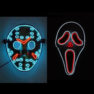 新品　ハロウィンマスク   LED光る仮面　ジェイソン仮面　絶叫スクリームマスク(小道具)