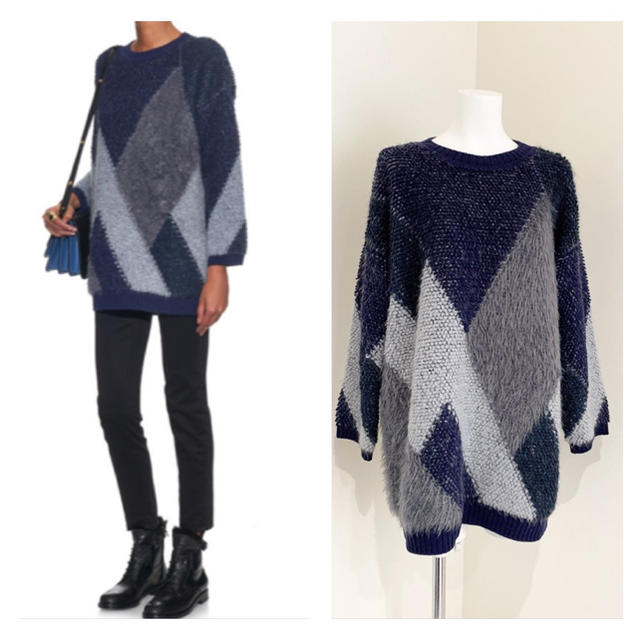 weekend maxmara  異素材切り替え　パターン編みセーター