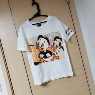 ジーユー(GU)の美品 GU Disney 子供 女の子 プリントTシャツ 150～160cm相当(Tシャツ/カットソー)