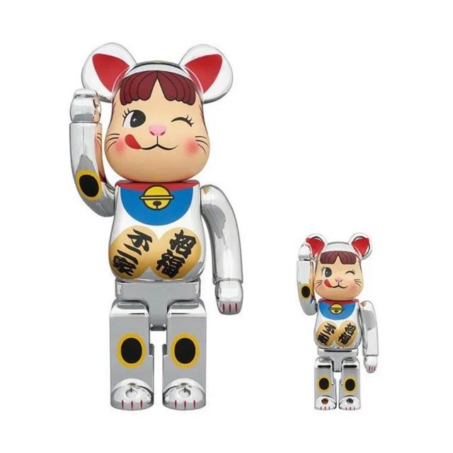 MEDICOM TOY - ベアブリック 銀メッキver. 招き猫 ペコちゃん  400% & 100%