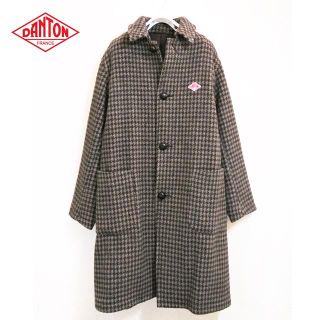 ダントン(DANTON)の美品 DANTON✨ダントン 千鳥格子柄 ウールモッサ ステンカラー コート(ロングコート)