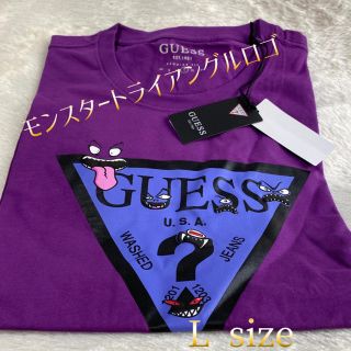 ゲス(GUESS)の★新品•未使用•guessモンスタートライアングルロゴ•パープルL size★(Tシャツ/カットソー(半袖/袖なし))