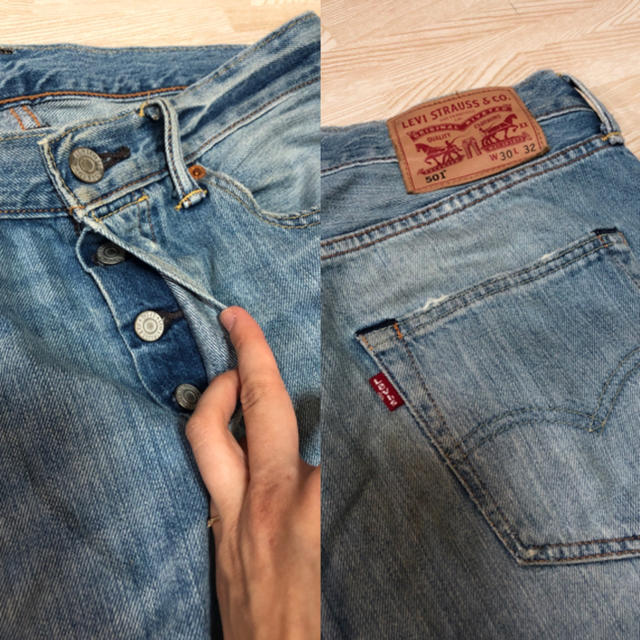 Levi's(リーバイス)のリーバイス ダメージ 501 ライトブルー　デニム　ジーパン ジーンズ メンズのパンツ(デニム/ジーンズ)の商品写真