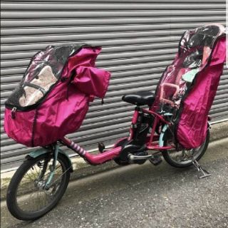 前後セット　ピンク　子供のせ自転車レインカバー(自動車用チャイルドシートカバー)