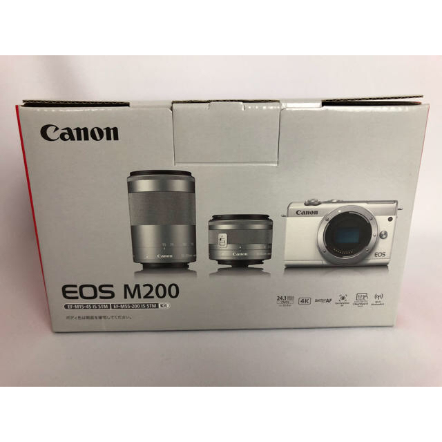 【在庫あり】 - Canon 新品未使用 ダブルズームキット ホワイト M200 EOS キヤノン Canon ミラーレス一眼