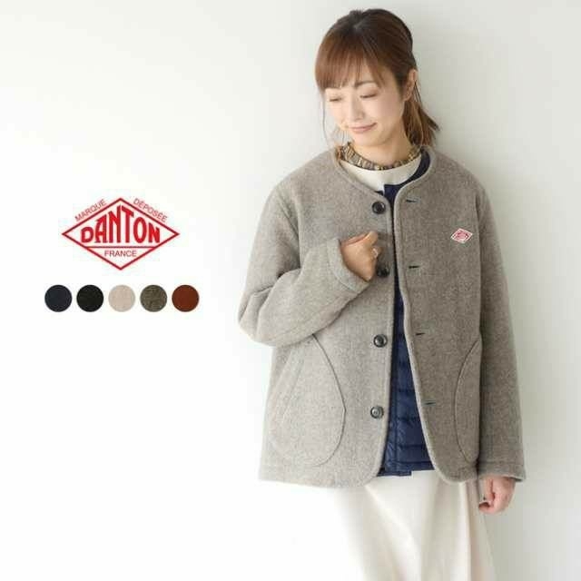 DANTON ダントン ロウベージュ ウールモッサノーカラージャケット 34