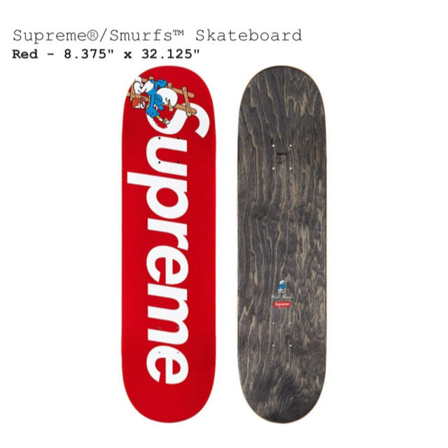Supreme smurfs skateboard deck スマーフ 赤