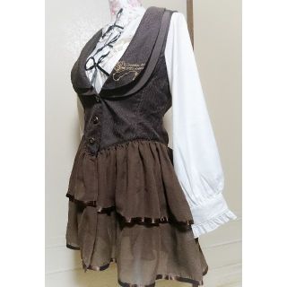 アクシーズファム(axes femme)の美品・axes femme POETIQUE 裾シフォン ブラウンロングベスト (ベスト/ジレ)