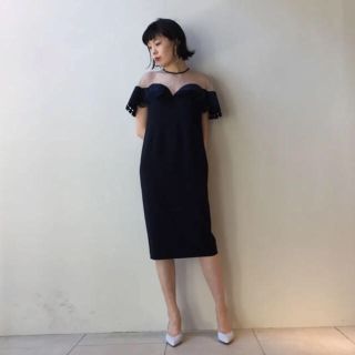 mame kurogouchi リバーレースクラシカルドレス ブラック 結婚式