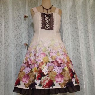 アクシーズファム(axes femme)のaxes＊薔薇転写プリント編上ワンピース(ひざ丈ワンピース)