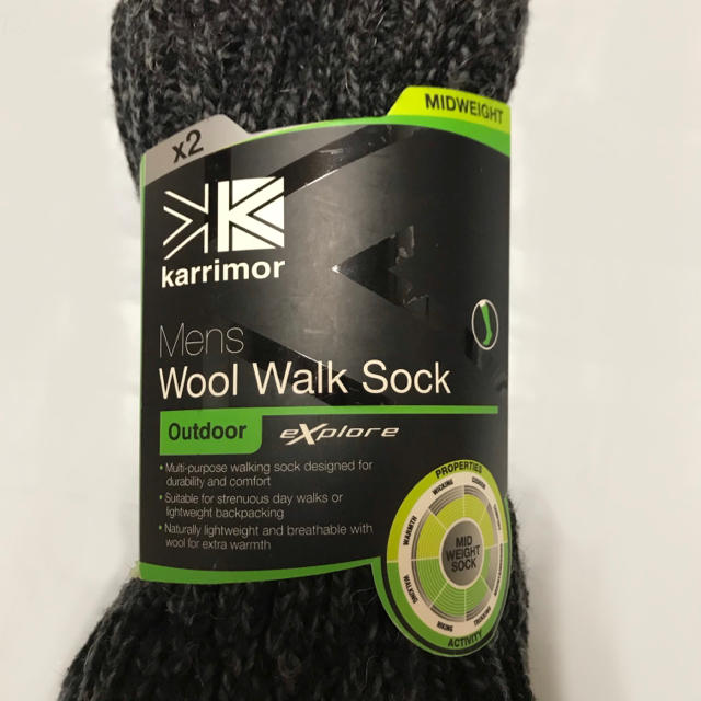 karrimor(カリマー)の新品 Karrimor Wool Walk Sock 2P ソックス 靴下 メンズのレッグウェア(ソックス)の商品写真