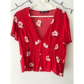 値下げ☆ZARA☆ トップス　花柄　シャツ(シャツ/ブラウス(長袖/七分))