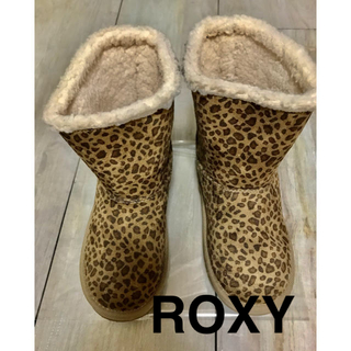 ロキシー(Roxy)のROXY ムートンブーツ 20cm レオパード柄　ボア付　キッズ  女の子(ブーツ)