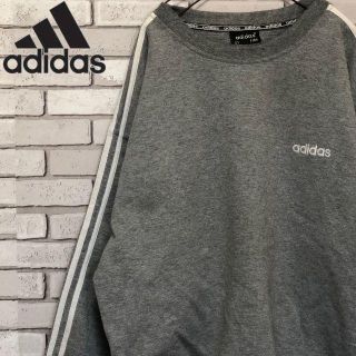 アディダス(adidas)のレア 古着 adidas アディダス トレーナー ライトグレー 3本線 ロゴ刺繍(スウェット)