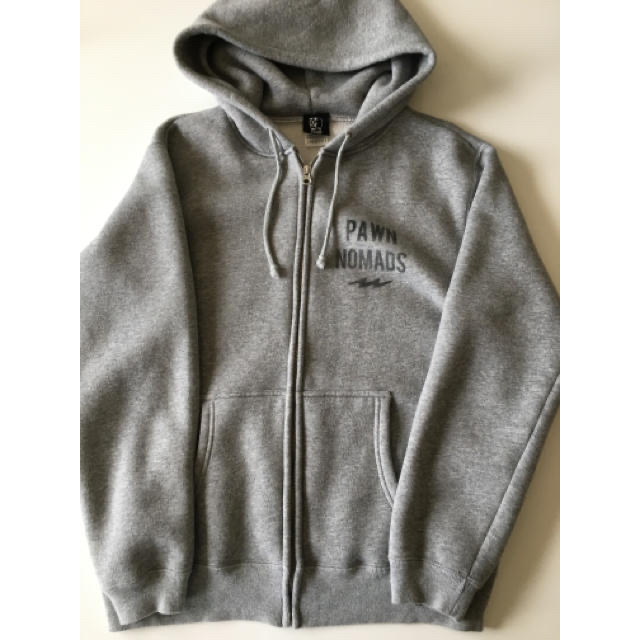 PAWN COFFIN ZIP HOODIE 裏起毛ジップパーカー ライトグレー メンズのトップス(パーカー)の商品写真