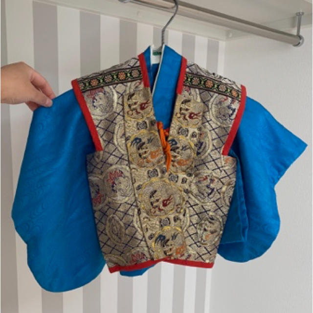 七五三　男の子　マジックテープ袴田セット　草履　足袋付き　 キッズ/ベビー/マタニティのキッズ服男の子用(90cm~)(和服/着物)の商品写真