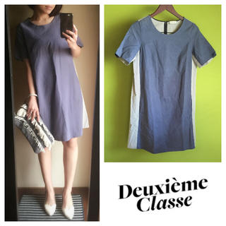 ドゥーズィエムクラス(DEUXIEME CLASSE)の着画 ブルー ストライプ 人気 ママ 春(ひざ丈ワンピース)