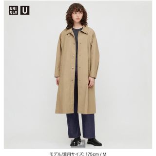 ユニクロ(UNIQLO)のUNIQLOU☆ライトロングコート　オリーブL(ロングコート)