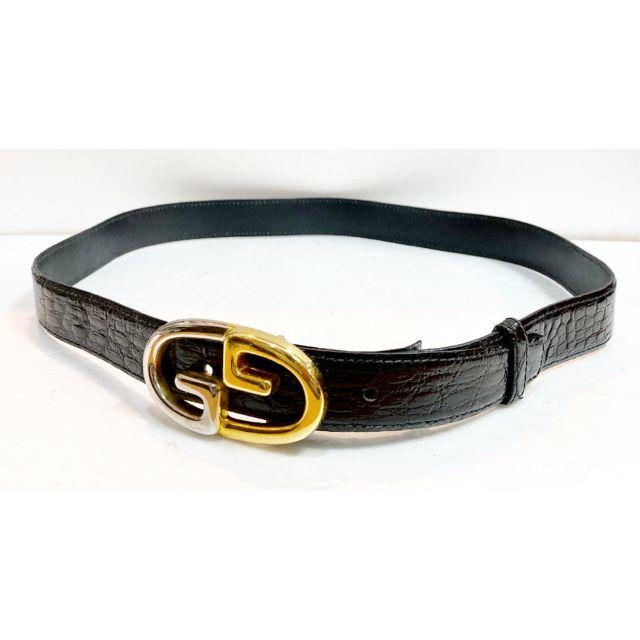 オールドグッチ GUCCI クロコダイル ベルト 黒 horizonte.ce.gov.br