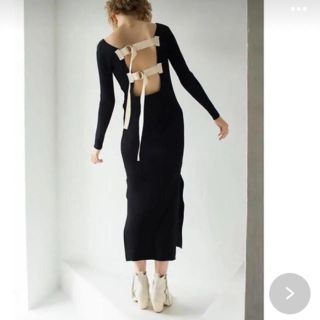 ビューティアンドユースユナイテッドアローズ(BEAUTY&YOUTH UNITED ARROWS)のleinwande バックベルトワンピース黒美品(ロングワンピース/マキシワンピース)