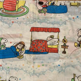 ピーナッツ(PEANUTS)のスヌーピー　ビンテージシーツ　フラットサイズ　ハーフ(生地/糸)