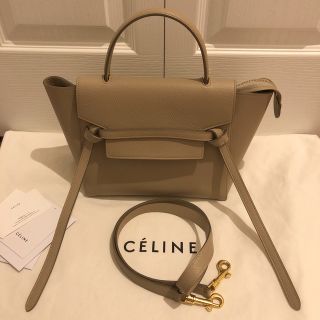 セリーヌ(celine)のセリーヌベルトバッグ　マイクロ2way旧ロゴライトトープ　ベージュグレージュ本物(ショルダーバッグ)