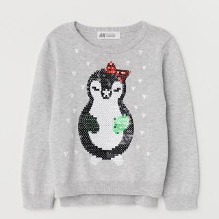 エイチアンドエム(H&M)のH&M  リボンペンギンニット！新品90cm(ニット)