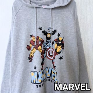 マーベル(MARVEL)の【MARVEL】グレーパーカー　Lサイズ(パーカー)