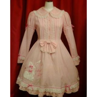 アンジェリックプリティー(Angelic Pretty)のおめかしバニーコール天ワンピース　ピンク(ひざ丈ワンピース)