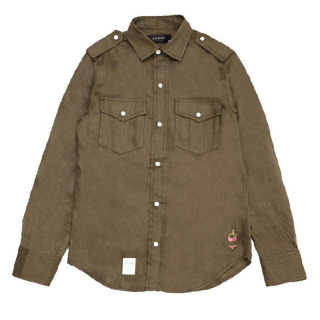 DOWBL(ダブル)のDOWBL ダブル Hemp Safari Shirt　カーキ　46 メンズのトップス(シャツ)の商品写真