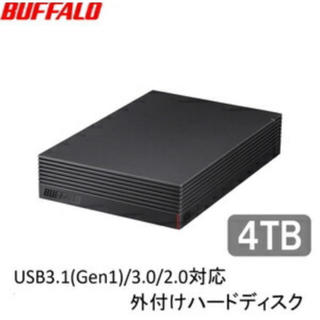 バッファロー(Buffalo)のBUFFALO USB3.1外付けHDD 4TB ブラック(PC周辺機器)