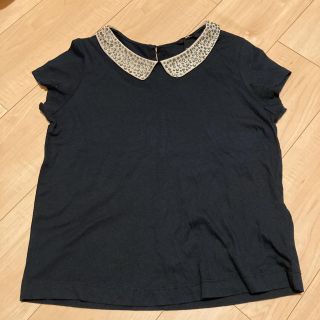 エイチアンドエム(H&M)のH&Mビジュー付きトップス　Tシャツ(Tシャツ(半袖/袖なし))