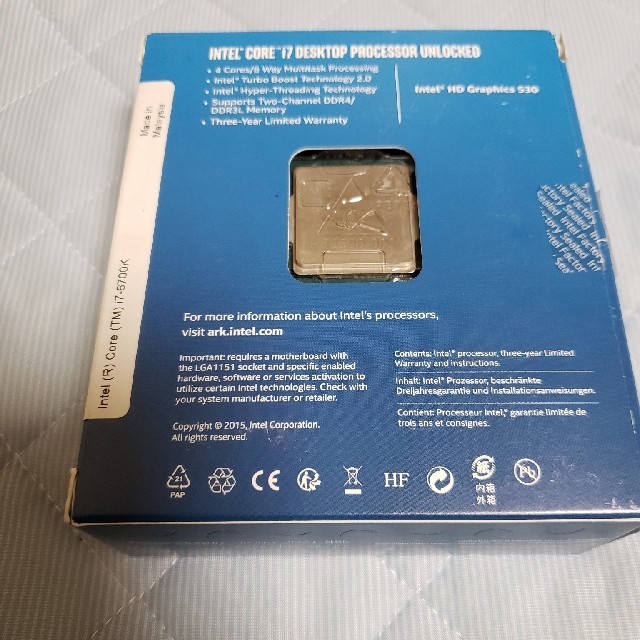 Intel Core i7 6700K ステッカー付き スマホ/家電/カメラのPC/タブレット(PCパーツ)の商品写真